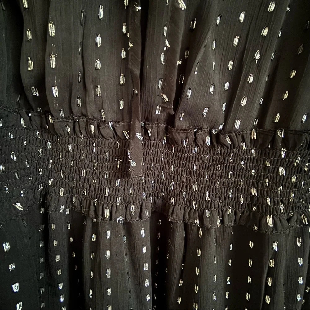 Old Navy Women's Plus 2X Black and Silver Waist Defining Shine Mini Party Dress - Picture 5 of 11